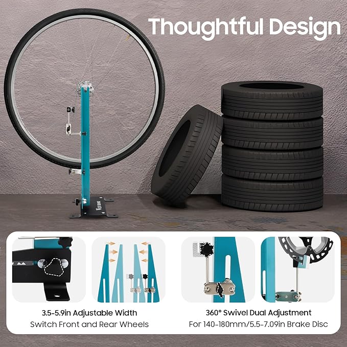 Bicycle Wheel Truing Stand for 27.5 - 29 Inch - Bike Rim Maintenance Tool with Spoke Wrench, Wheel Calibration and Alignment Rim Truing Tool for MTB, Road