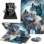 Case for 7" Kindle Paperwhite 12th Generation 2024 & Kindle Colorsoft Signature Edition 2024,360 Degree Rotating Swivel Leather Stand Folio Cover with Auto Wake/Sleep,Dream Catcher Wolf