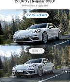 KAWA 2K Dash Cam for Cars with Voice Control - Stealth Display Tiny Dashcam Front Included 32GB Micro SD Card, Super Night Vision, 1296P QHD, G-Sensor, Built in WiFi & App Car Camera