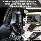 Car Wheel & Tire Brush Set, 2Pack Tire Brush and Wheel Rim Brush, Soft & Stiff Bristle Wheel Cleaner Brushes, Scratch-Free Car Wheel Brush Kit for Cleaning Wheels, Tires, Cars, Trucks