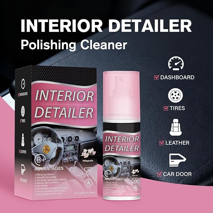 Car Interior Deep Cleaner for Rubber, Plastic, Leather Surfaces, All-Purpose Detailing Polish, Tire Cleaning Solution