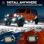 MICTUNING Q1 Max White Rock Lights, 12 Pods Super Bright Pure Underglow Light Kit, IP68 Waterproof for Truck Car ATV UTV Golf Cart (2 Year Warranty)