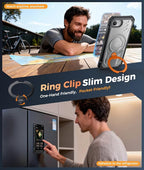 FNTCASE for iPhone 17e Phone Case: for iPhone 16e Case with [360 Spin Magnetic Ring Kickstand] [Compatible for MagSafe] [Screen Protector] Heavy Duty Military Grade Protection Case Translucent Orange