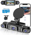 4 Channel Dash Cam Front and Rear Inside Left Right, 360° Dash Camera with 5GHz WiFi & App Control, 24H Parking Monitor, Super Night Vision, G-Sensor, Loop Recording, 64GB SD Card Included