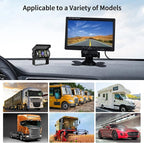 Hodozzy Dual Backup Camera Monitor System for RVs,-7 Inch LCD Screen with 2 Cameras, IP68 Waterproof, 18IR Night Vision, Rear View Camera 4-Pin Cable for Car, Truck/Trailer/Bus/Van/Caravan (12V-24V)
