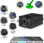 Car Trunk Organizer – Large Collapsible Storage Box with Adjustable Compartments – Heavy-Duty Cargo Organizer for SUV, Truck & Car – Non-Slip Waterproof Trunk Storage Bin for Groceries & Tools