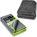 Airlab Microfiber Towels for Cars Wash Drying Towel Detailing Cloth Pack of 1 and Carbon Microfiber Towels for Car Polishing Cleaning Cloth, Pack of 2