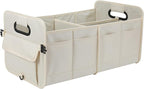 AOKJOY Car Trunk Organizer Car Storage Organizer Collapsible Multi Compartment Car Organizer Adjustable Straps for SUV(Beige)
