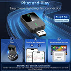 Wireless CarPlay & Android Auto Adapter 2-in-1, Convert Wired to Wireless, Plug & Play CarPlay Dongle, Auto-Connect, No Delay, USB A/Type-C Mini Size Car Play Adapter for Apple iPhone/Android