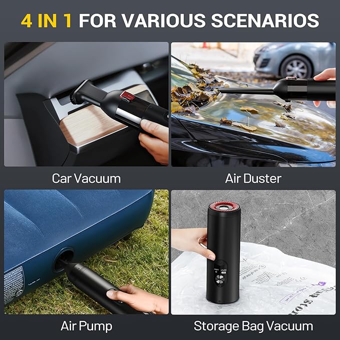 Hand Held Car Vacuum Cleaner, 15000Pa High Powers 5-in-1 Portable Lightweight Mini Vacuum Cleaner for Car, Home & Pet Hair