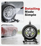 360° Rolling Wheel Detailing Stand with Wheels, Heavy Duty Steel Wheel Cleaning Stand for Tire, Rim Polishing, Ceramic Coating, Car & Motorcycle Wheel Roller Stand