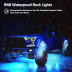 YiLaie RGB LED Rock Lights Kit, 6 Pods Underglow Multicolor Neon Light with App/RF Remote Control, Flashing Music Mode, Multicolor Wheel Well Light for Trucks ATV UTV RZR SUV Golf