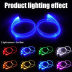 Car Interior Ambient Lighting Kit Multicolor RGB 3m Optic Fiber 64 Colors Sound Active Music Sync Memory Function Wireless Bluetooth APP Control Car Atmosphere Light DC 12V