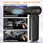 Compressed Air Duster, Super Power Turbo Air Blower with Vacuum Function, Cordless 2-in-1 Cleaning Tool, 8000mAh Battery, LED Light for PC Keyboard Car Cleaning (Black)
