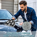 Qilmy White Skeleton Pattern Microfiber Chenille Car Wash Sponge Scratch Free Car Wash Mitt Absorbent Mitt Sponge for Trucks SUVs Car Washing Home Cleaning, Medium