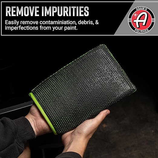 Adam's Clay Mitt (Green, 2pk) - Car Detailing Medium Grade Clay Mitt Glove Quickly Removes Debris from Your Vehicle Exterior Paint, Glass, Wheels, Chrome & More