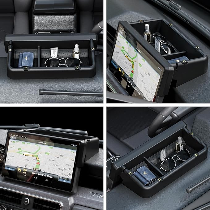 Dashboard Behind Screen (14-Inch) Storage Box for 2026 2025 2024 Toyota Tacoma & 2025 2026 4Runner Accessories, Center Console Organizer Tray with Anti-Slid Silicone Pad (14 Inch Screen only)