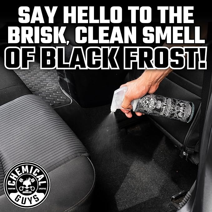Chemical Guys AIR_224_04 Black Frost Air Freshener and Odor Eliminator, (Great for Cars, Trucks, SUVs, RVs, Home, Office, Dorm Room & More) 4 fl oz
