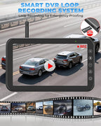 Solar Wireless Backup Camera, 5" 1080P DVR Monitor, 2-Min No-Wiring Installation Back Up Camera, 4800mAh Battery, Stable Signal, IP69K Waterproof Reverse Camera for Car, SUV, Pickup, Truck, Trailer