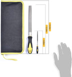 Metal File Set, Large Flat File/Half-Round File/Triangle File/Round File and 12 pcs Needle Files with Storage Bag and Steel Brush for Woodwork, Metal, Leather and Plastic