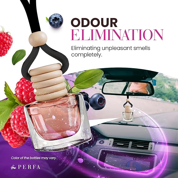 Berry Cherry Car Air Freshener | Hanging Car Freshener with Vent Clip | Cherry Fragrance Diffuser, Slow-Release Aroma Technology, Adjustable Scent Intensity | Scented Interior Accessories by Perfa