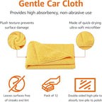 Amazon Basics Microfiber Car Drying Towels, Highly Absorbent, Lint Free, Scratch Free, Ultra-Soft, Car Detailing, Buffing and Polishing, 16" x 16", Yellow, 12-Pack