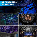 4 Colors 32W Twinkle Car Starlight Headliner Kit 500pcs*0.03in*13.1ft with APP&RF Remote, RGBW Fiber Optic Ceiling Star Lights, 4 Port Engine Sound Activated Star Roof Lights for Car Home Theater