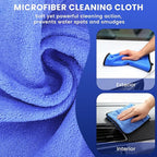 Car Wash Brush with Long Handle, 60'' Car Wash Mop, 7Pcs Chenille Microfiber Cars Washing Kit with Window Squeegee/Microfiber Towels /Wheel Brush for Cars RV Truck Boat Floor Window, Blue