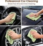 KitchLife Microfiber Cleaning Cloth Roll, 100 Pack - Tear-Away Microfiber Paper Towels, Lint-Free, Reusable, Washable for Kitchen, Car, Dishes, and Sensitive Surfaces (Bean Green)