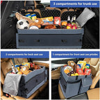 Trunk Organizer with Built-in Insulated Leak Proof Cooler Bag,Collapsible Cargo Organizer for SUV with Non Slip Bottom Strips,3 Large Compartments Foldable Waterproof Portable Car Storage Box XL