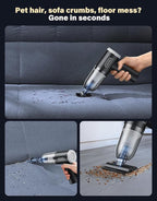 Car Vacuum Portable Cordless, 20000Pa Handheld Vacuum Mini Vacuum Cleaner High Power with Best Suction Brushless Motor, 4 in 1 2-Speed Air Duster Portable Vacuum for Car Keyboard Pet Hair