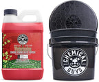 Chemical Guys CWS20864BB Basic Car Wash & Bucket Bundle - Watermelon Snow Foam Car Wash Soap, 64 oz (Half Gallon), Watermelon Scent + Heavy Duty Smoked Obsidian Black Detailing Bucket (2 Items)