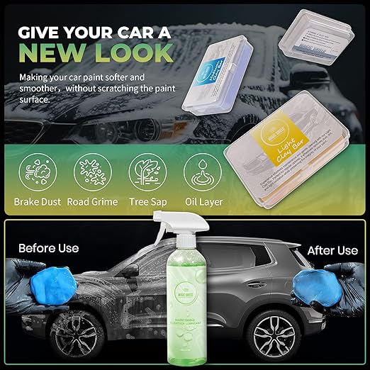 Magic Shield Clay Bar Triple Pack – 100g Light, Medium & Heavy Bars + GlideTech Lubricant Spray | Professional Auto Detailing, Deep Cleaning & Shine Restoration
