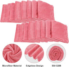 Shimeyao 30 Pcs Edgeless Microfiber Plush Towels for Cars Detailing Drying Wash Polishing Absorbent Cleaning Cloths, 500 GSM (16 x 16 Inch,Vivid Red)