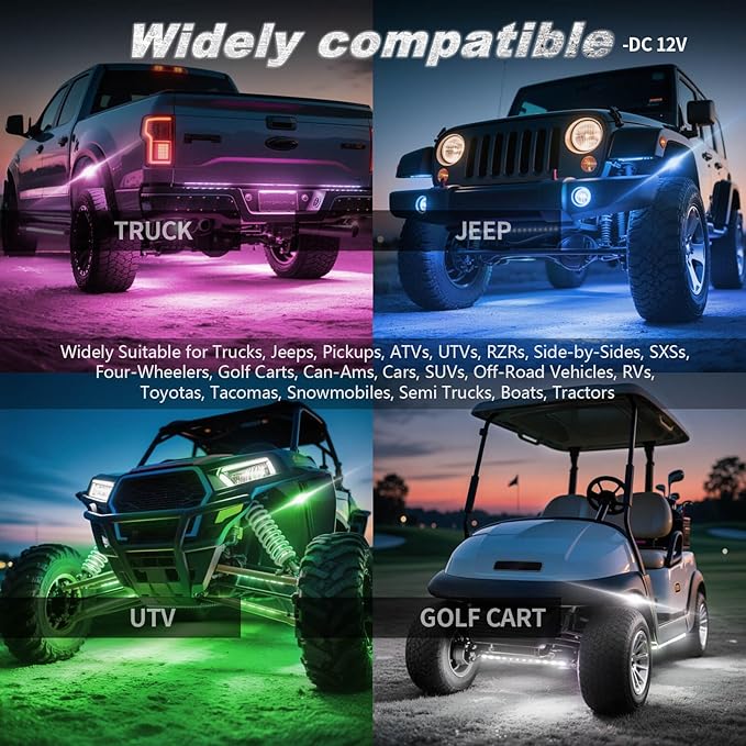 16Pods Heavy Duty Aluminum RGBW LED Rock Lights Kit for Trucks Pickup Jeep Gladiator Off-Road, APP/RF Remote, Plug&Play Pre-Wired, IP67 Waterproof Multicolor Dual Zone 12V Underglow Accent Lights