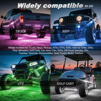 16Pods RGB LED Rock Lights Kit with APP/RF Remote Control, Segmented Multicolor Underglow Accent Light Exterior Music Mode Waterproof 12V for Trucks Pickup Jeep Gladiator Off-Road