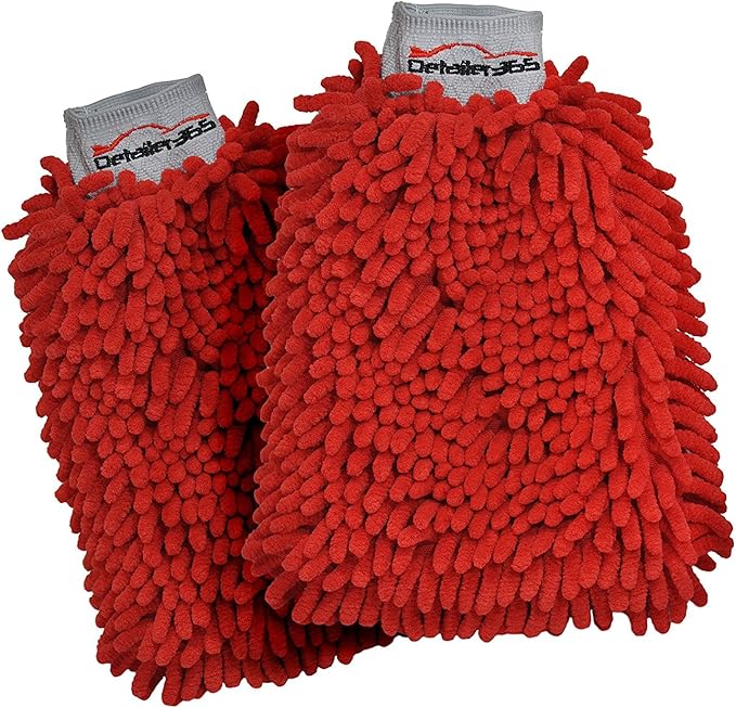 Premium Red Microfiber Car Wash Mitt (2 Pack)