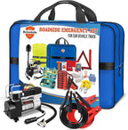 Emergency Car Kit,Roadside Emergency Tool Kit for Vehicle Truck with Air Compressor Jumper Cable First Aid Kit,Winter Auto Road Side Kit Women Men Car Travel Safety Assistance Survival Essentials Kit