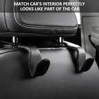 Car Purse Hook, Back Seat Headrest Genuine Leather Hangers Durable Vehicle Organizer Accessory for Hanging Grocery Bags, 4 Pack, Beige