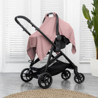 Comfy Cubs Baby Car Seat Cover - Soft, Breathable Bamboo Rayon and Muslin Cotton Blend - Lightweight Canopy for Sun, Bug, and Comfort Protection - Large Size Infant Seat Cover in Mauve Design