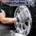 4 Pack Microfiber Car Wash Mitts Set 10x7 Inch Soft Suede Lining Car Wash Gloves, Highly Absorbent Scratch-free Cleaning Cloths for Auto Detailing, Safe with All Soaps, Bucket (Blue & Black)