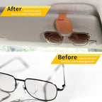 Yuoyar Sunglass Holder for Car, Magnetic Leather Sunglasses Holder and Ticket Card Clip, Car Visor Accessories, 2 Packs (Orange)