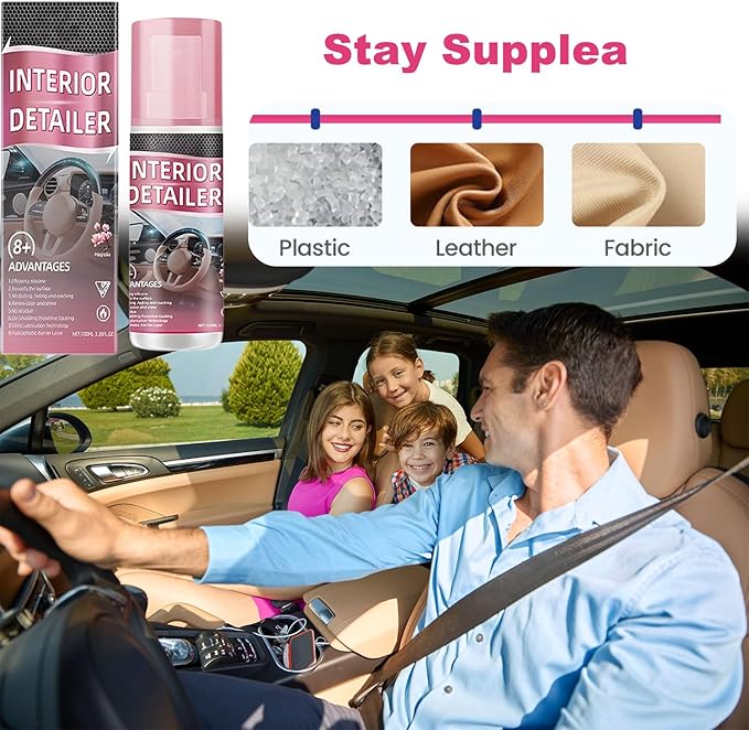 2026 Upgrade Interior Detailer Spray - All Purpose Car Interior Cleaner for Leather, Dash & Plastic, Polishing Cleaner Car Interior Spray with Protective Shield & Fresh Scent (2 Pack)