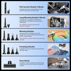 Car Vacuum Cleaner Cordless, 4 in 1 Portable Vacuum Cleaner 16000PA High Power Air Duster & Air Blower & Pump, Rechargeable Handheld Vacuum with Brushless Motor, Multi-Nozzles for Car, Home, Office
