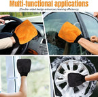 wuyaoyao 2PCS Car Wash Mitts, Soft Coral Fleece Cleaning Glove for Cars Washing, Scratch-Free & Lint-Free, Reusable Microfiber Wash Mitts, Automotive Cleaning Supplies, Car Accessories (Square Glove)