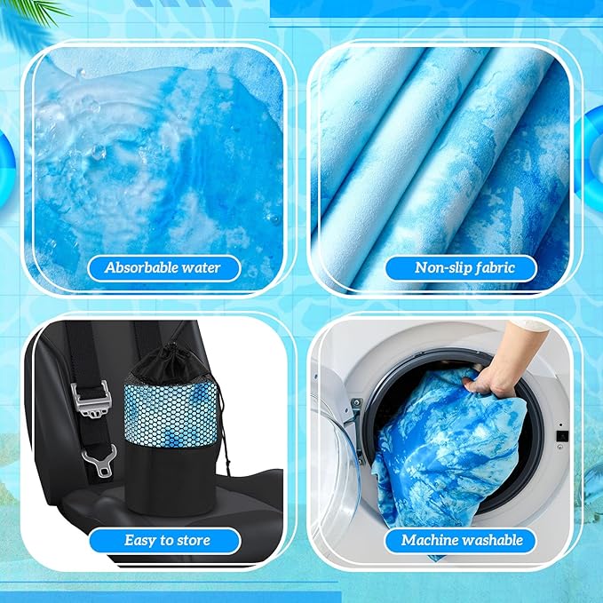 Hahafelt 1 Pack Car Seat Towel Covers with Storage Bag, 63 x 32 Inch Universal Non Slip Waterproof Sweat Protector for Car Truck, Gym Swimming Running, Machine Washable (Blue Tie Dye)