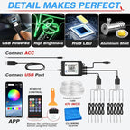 MICTUNING Car LED Interior Strip Light, 10 in 1 RGB Multicolor with 470 inches Fiber Optic Ambient Lighting Kits with Remote and APP Control, Car USB LED Strip Lights with Music Sync Mode