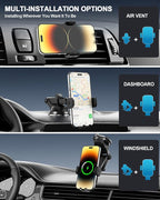 Wireless Car Charger,15W Fast Charging Auto Clamping Phone Holders for Your Car Compatible with iPhone 16/15/14/13, for Samsung Galaxy S24 Ultra S23 S22 S21, S20, S10+