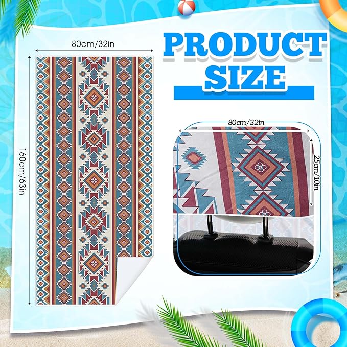 Hahafelt 2 Pack Car Seat Towel Covers with Storage Bag, 63 x 32 Inch Universal Non Slip Waterproof Sweat Protector for Car Truck, Gym Swimming Running, Machine Washable (Tuscon Aztec)