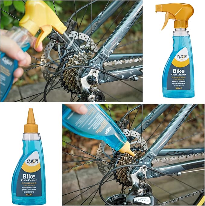 CXWXC Bike Cleaning Kit Including Bicycle Chain Scrubber, Bike Cleaner Brush Tool, Bicycle Chain Cleaning Agent,Chain Lube